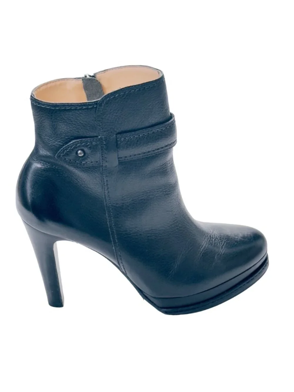 TALBOTS Women's Shoes Black Leather Heels Platform Ankle Boots Size 7B